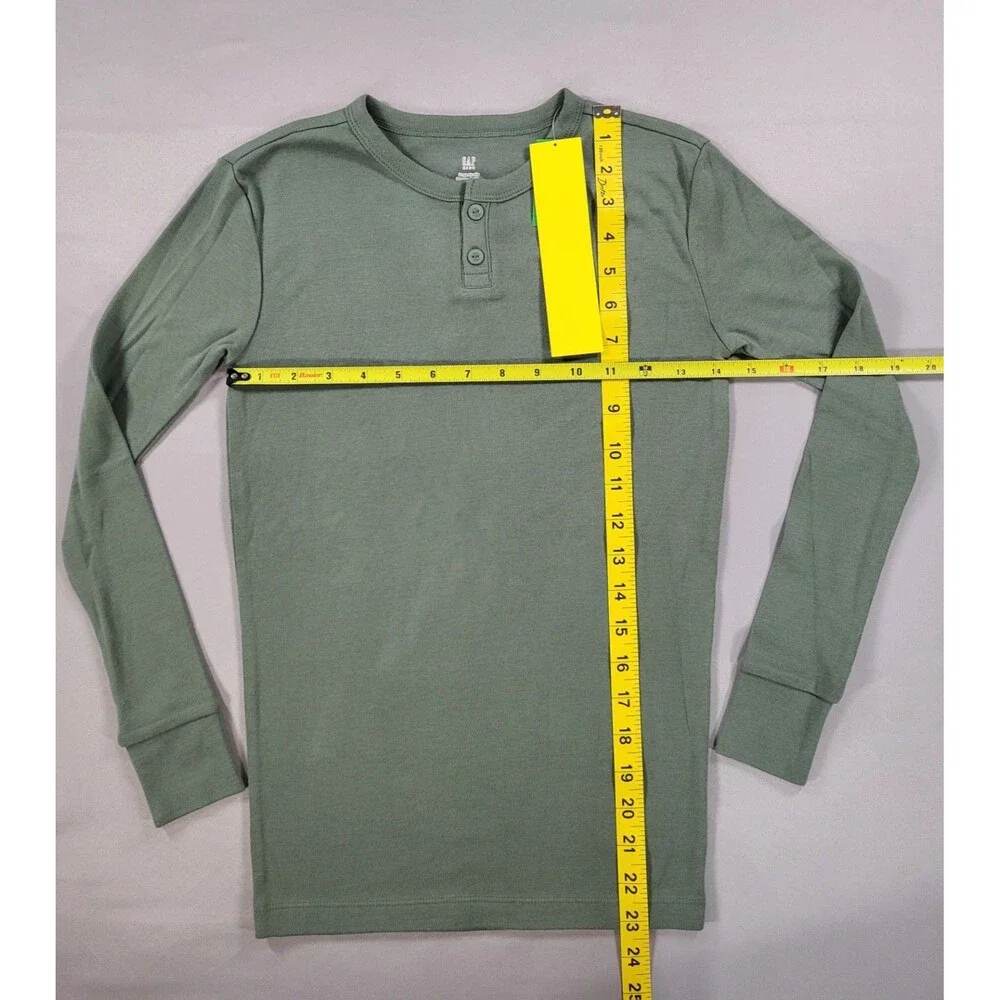 GAP Kids Sleep Boys Henley Long Sleeve Pajama Top Size 12 Organic Cotton Green